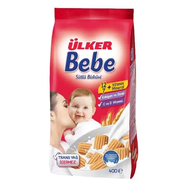 بیسکوئیت اولکر ببه با شیر (Ülker Bebe Sütlü Bisküvi) حجم ۴۰۰ گرم