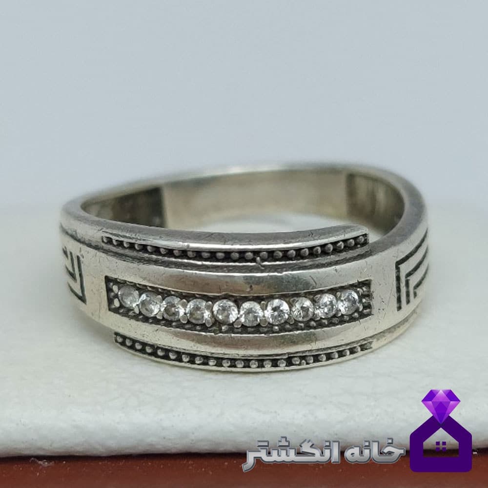 حلقه نقره برلیان کاری کد085 — تصویر ۲