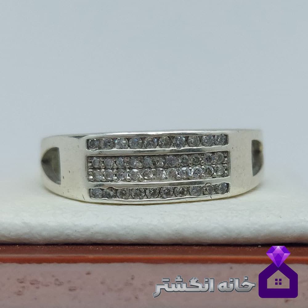 حلقه نقره برلیان کاری کد082 — تصویر ۳