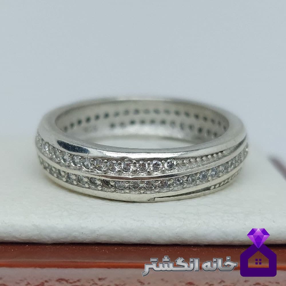 حلقه نقره برلیان کاری کد081 — تصویر ۲