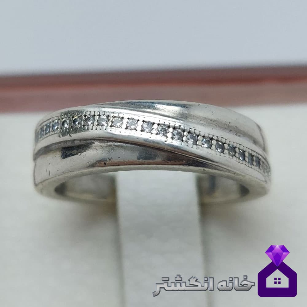 حلقه نقره برلیان کاری کد078