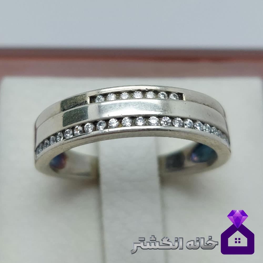 حلقه نقره برلیان کاری کد076