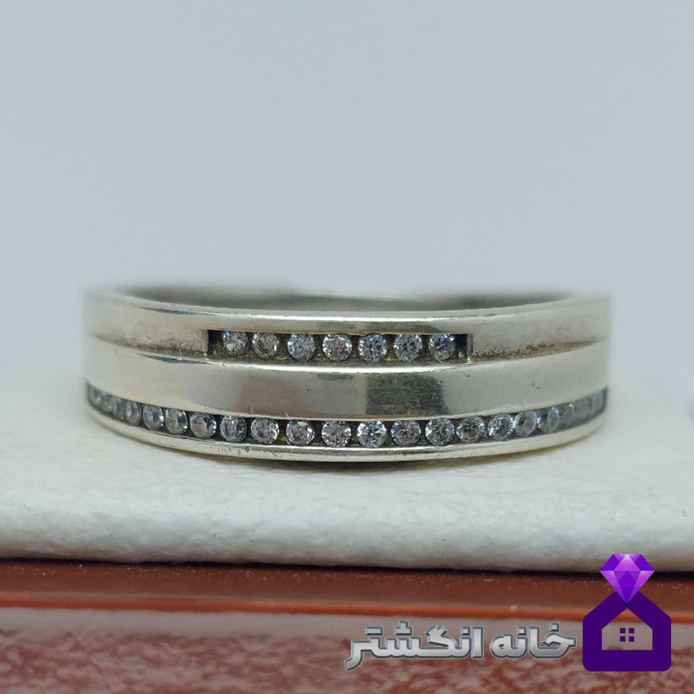 حلقه نقره برلیان کاری کد076 — تصویر ۳