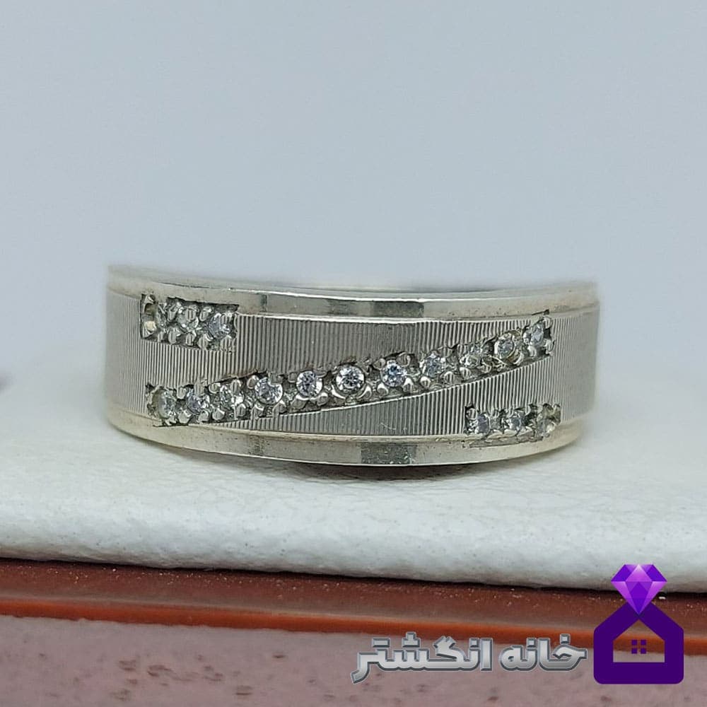 حلقه نقره برلیان کاری کد069 — تصویر ۳
