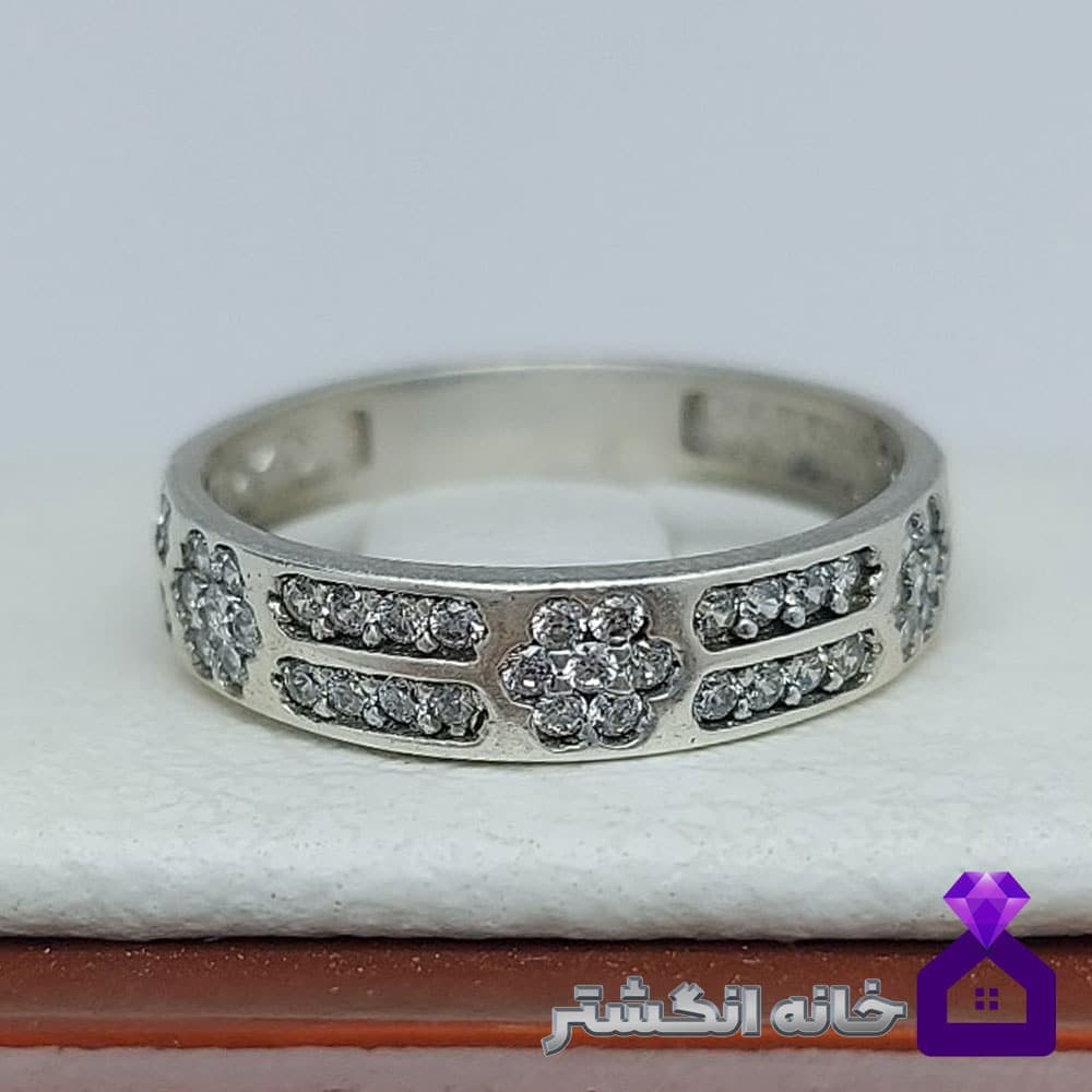 حلقه نقره برلیان کاری کد068 — تصویر ۲
