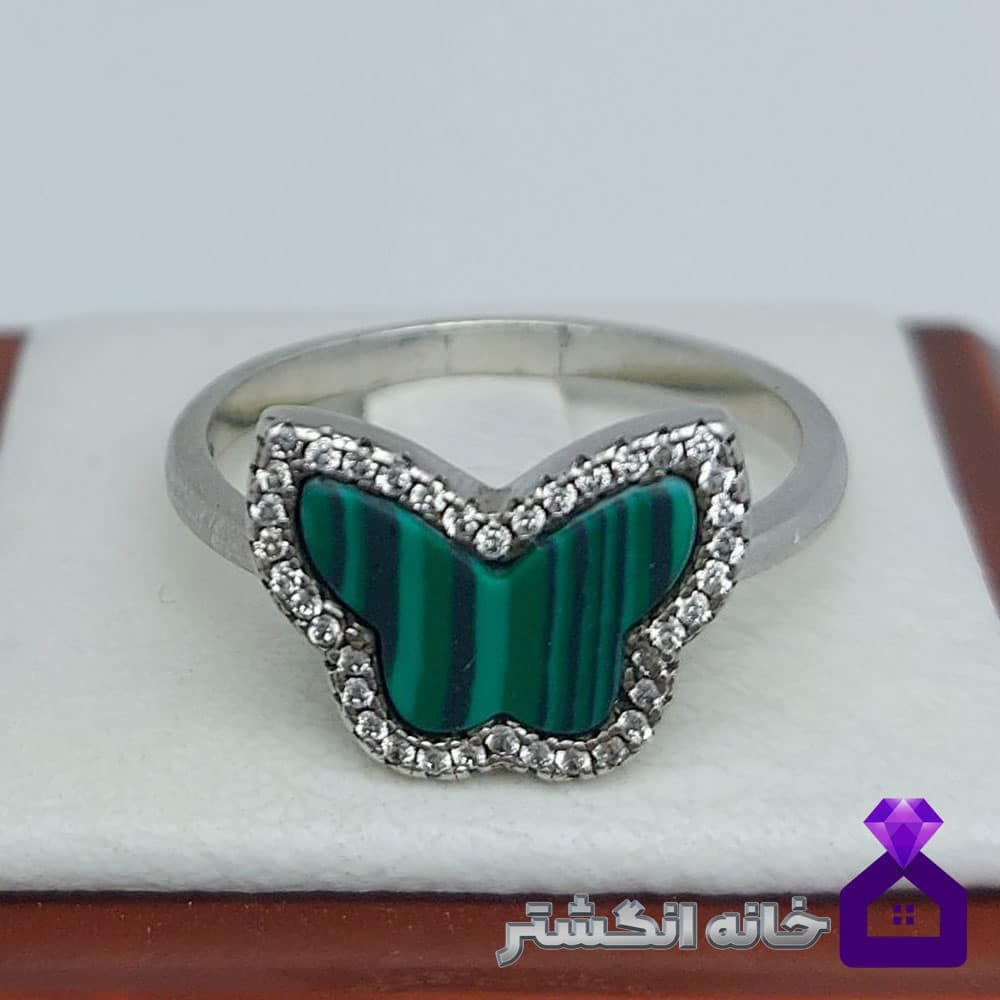 حلقه نقره طرح پروانه کد067 — تصویر ۲
