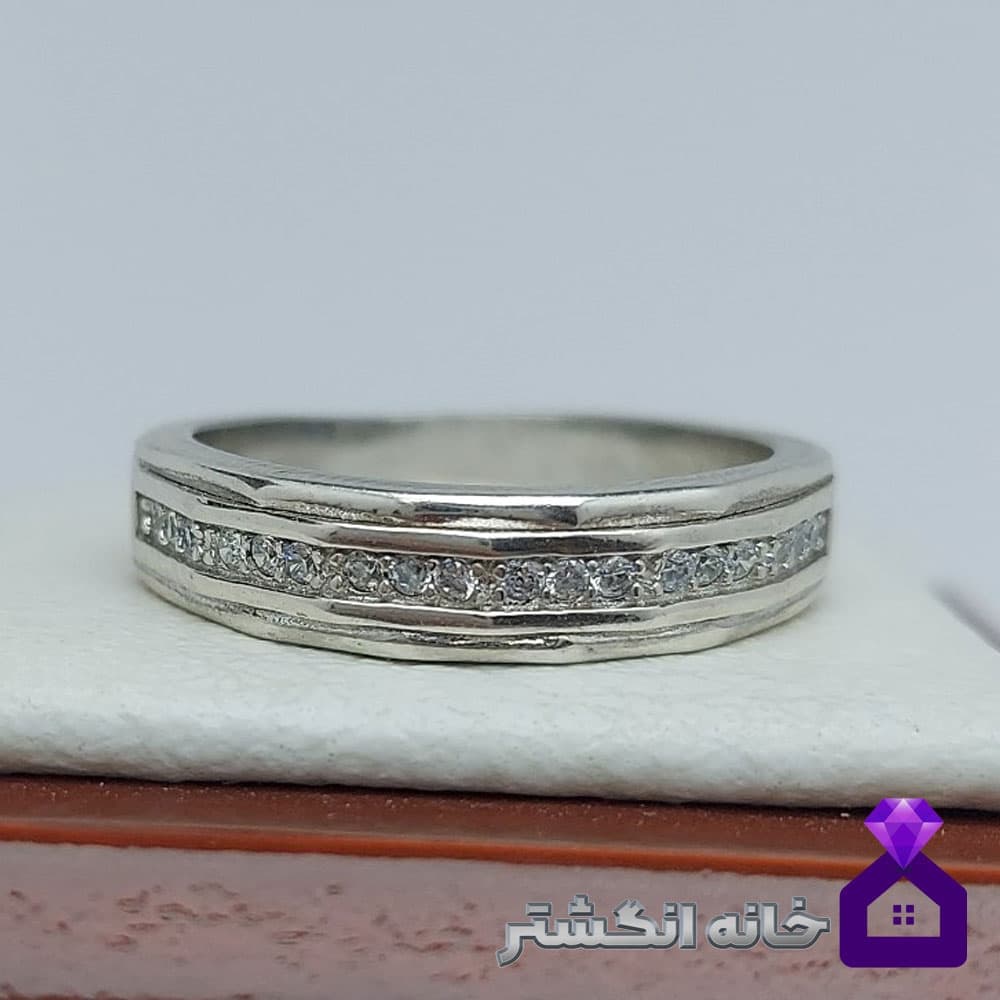 حلقه نقره برلیان کاری کد066 — تصویر ۳