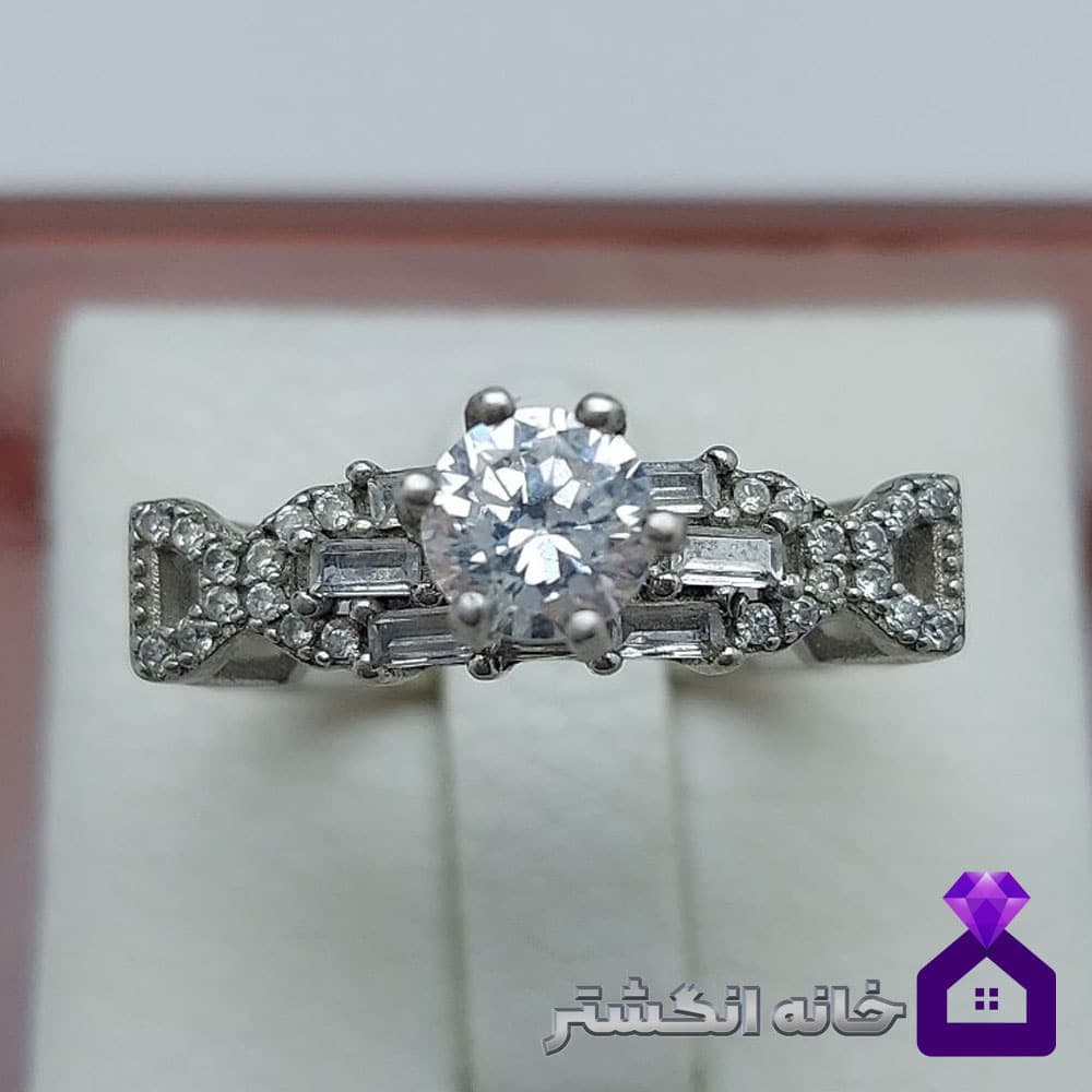 حلقه نقره برلیان کاری کد060 — تصویر ۲