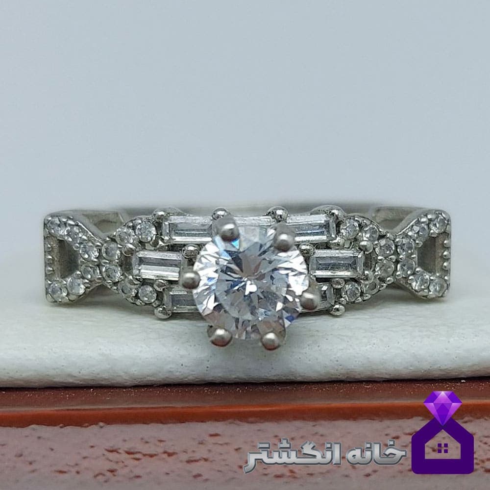 حلقه نقره برلیان کاری کد060 — تصویر ۴