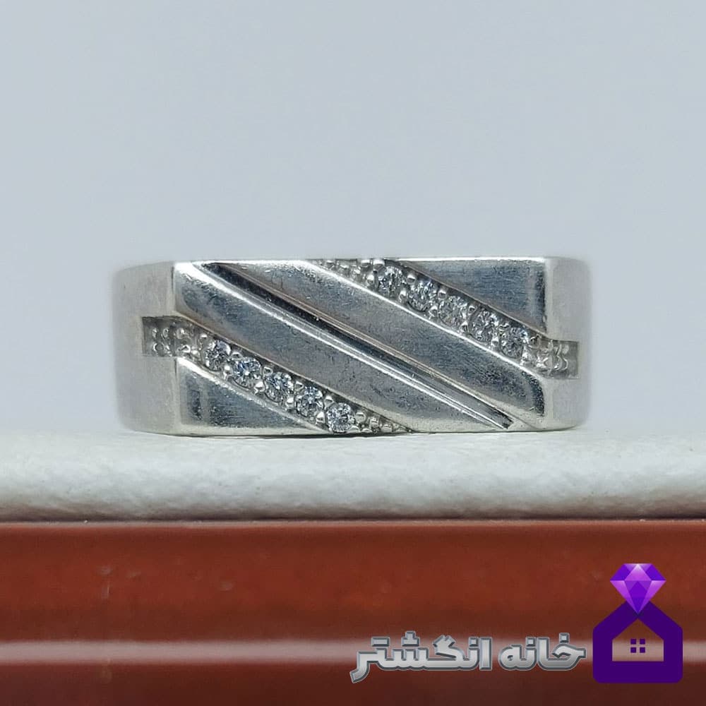 حلقه نقره برلیان کاری کد059 — تصویر ۳