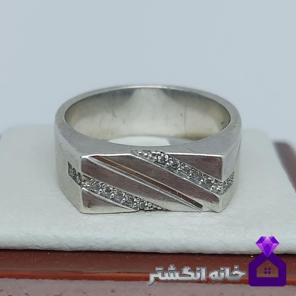 حلقه نقره برلیان کاری کد059 — تصویر ۲