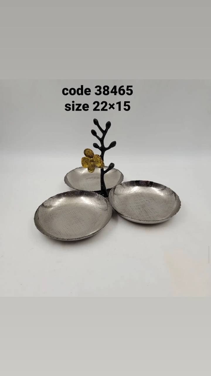 اردو خوری 3 خانه استیل برنج مدل سیاه قلم کد 38465