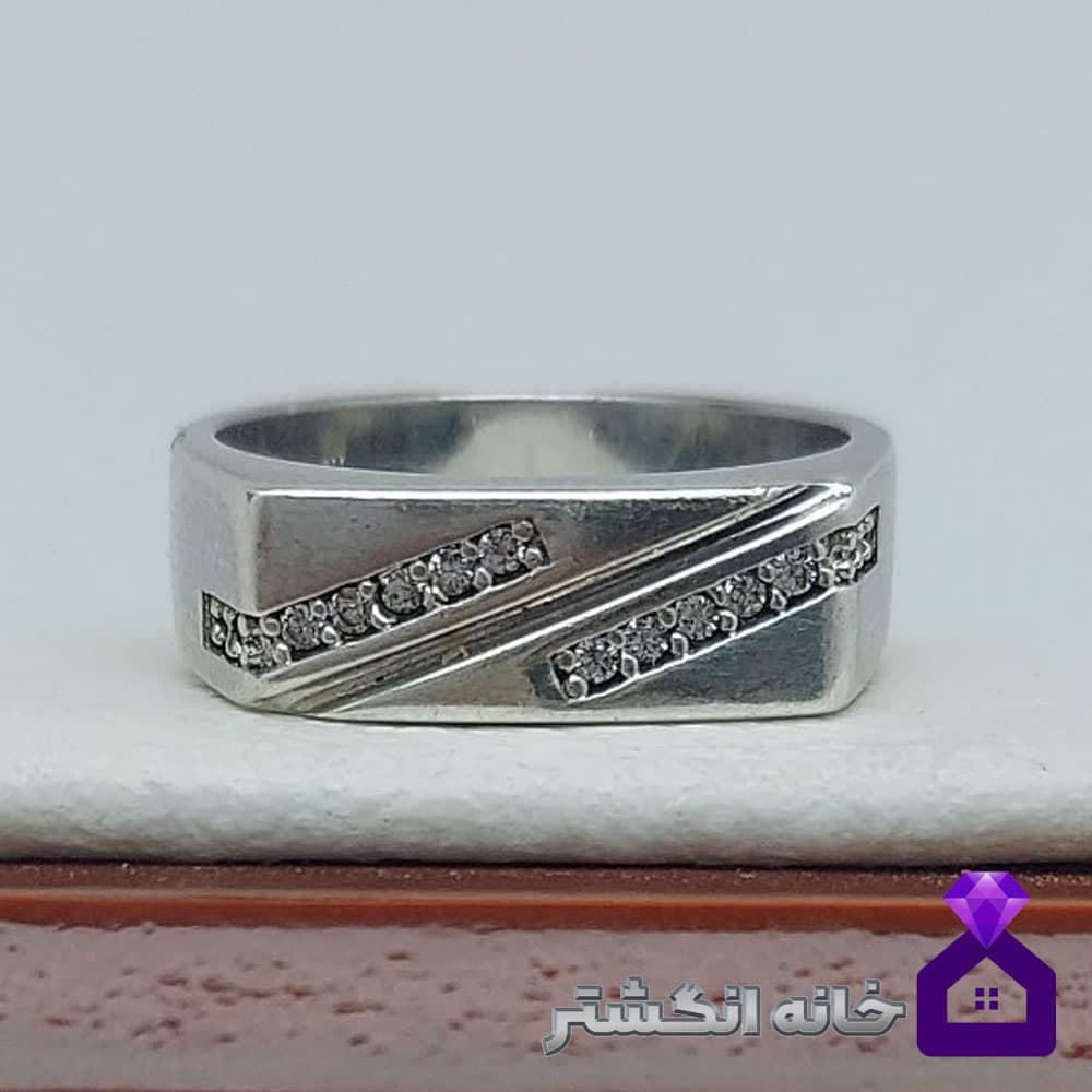 حلقه نقره برلیان کاری کد055 — تصویر ۳