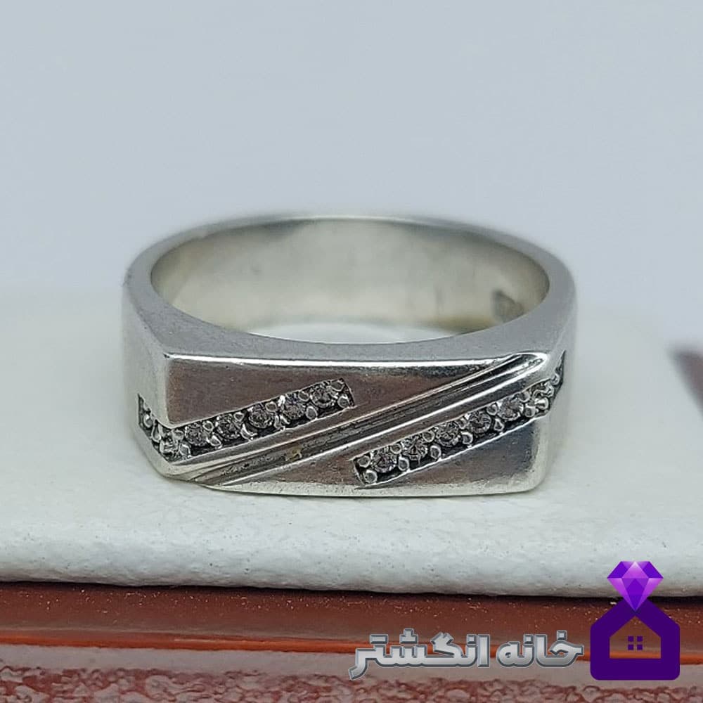 حلقه نقره برلیان کاری کد055 — تصویر ۲