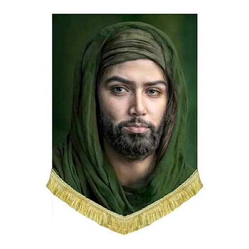 کتیبه مخمل عمودی شمایل امام حسین(ع) .