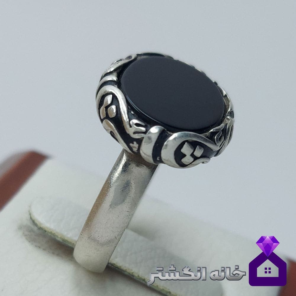 انگشتر اونیکس (عقیق مشکی) رکاب اسپرت کد034 — تصویر ۳