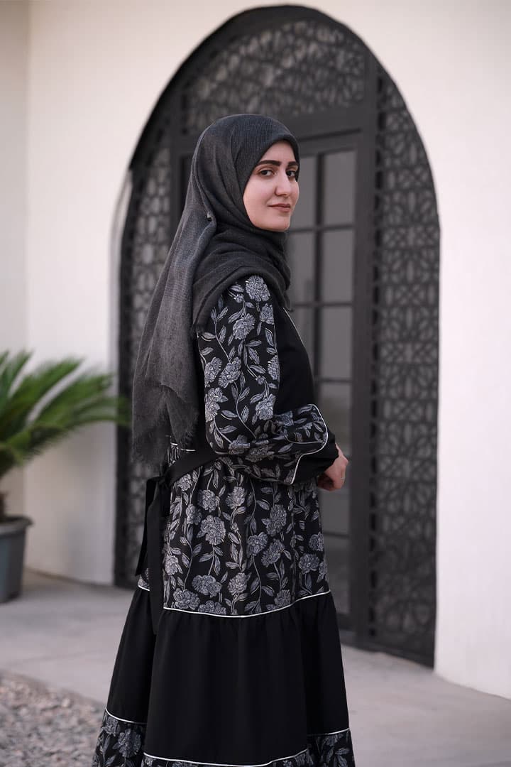 مانتو پیراهنی مزونی مدل دیبا رنگ مشکی- ذغالی — تصویر ۳