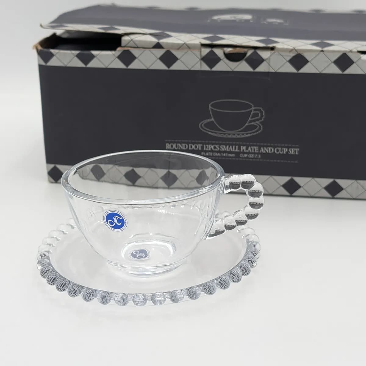 ست ۱۲ پارچه فنجان نعلبکی برند JT Glass چین _ شناسه کالا : S_4835PR+E_4817PR
