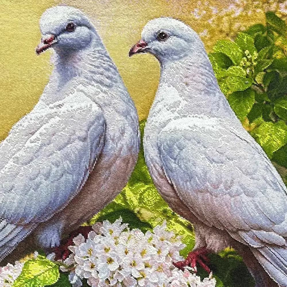 تابلو فرش دستبافت دو کبوتر عاشق — تصویر ۲