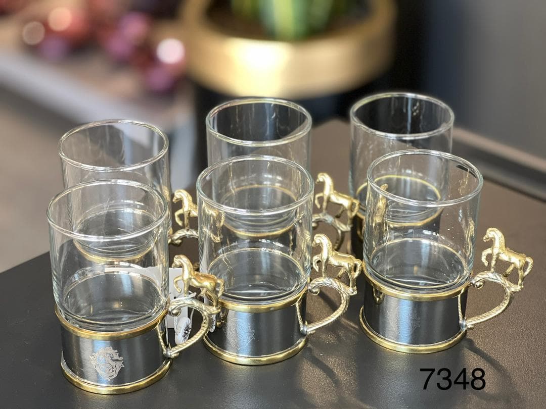 فنجان چای خوری استیل برنج مدل اسب کد 7348