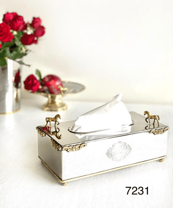 جای دستمال استیل برنج مدل اسب کد 7231