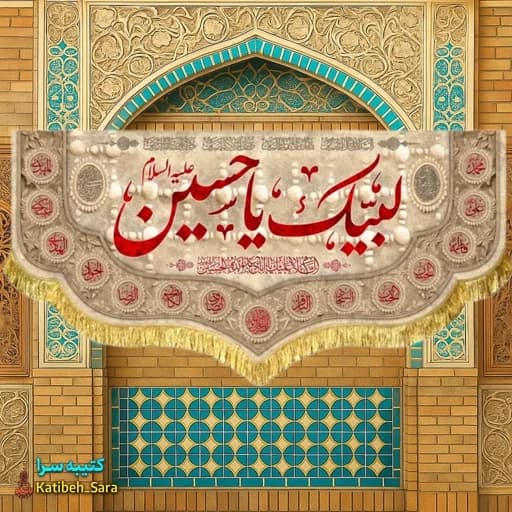 کتیبه مخمل لبیک یا حسین(ع) طرح خاکی