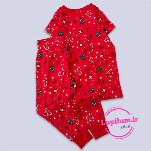 تیشرت شلوار قرمز درخت کریسمس و عصی قلبی