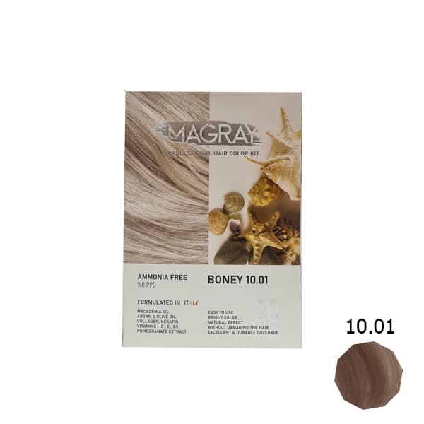 کیت رنگ مو بدون آمونیاک ماگرای شماره 10.01 استخوانی