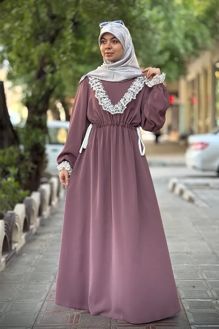 پیراهن عبایی دخترانه صورتی مدل سوسن