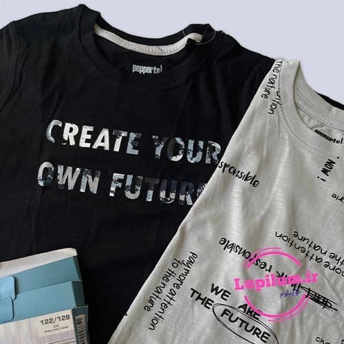 پک دوعددی تیشرت طوسی مشکی create your own future — تصویر ۲