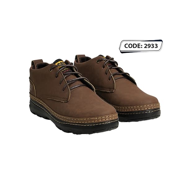 کفش مردانه بندی قهوه ای دوردوخت زیره مشکی (CAT) 2933 — تصویر ۲