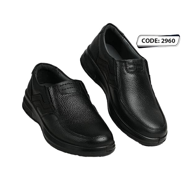 کفش طبی بدون بند بغل طرح دوخت مشکی (کد 2960) — تصویر ۲