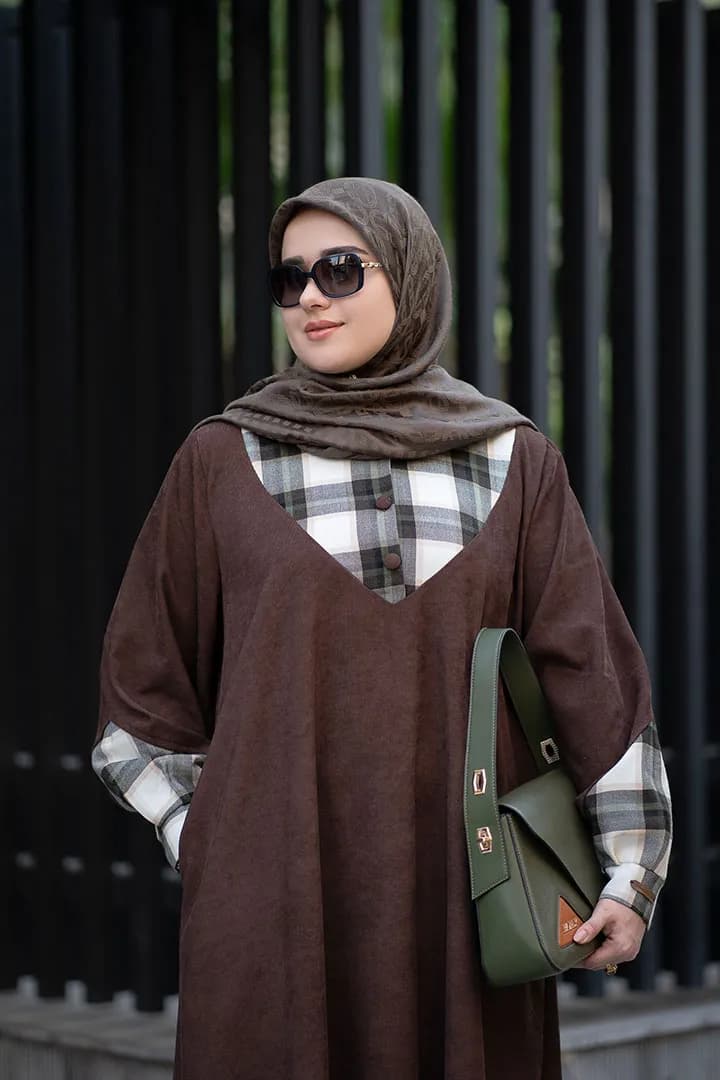 مانتوعبایی مدل پانیذ قهوه ای — تصویر ۲