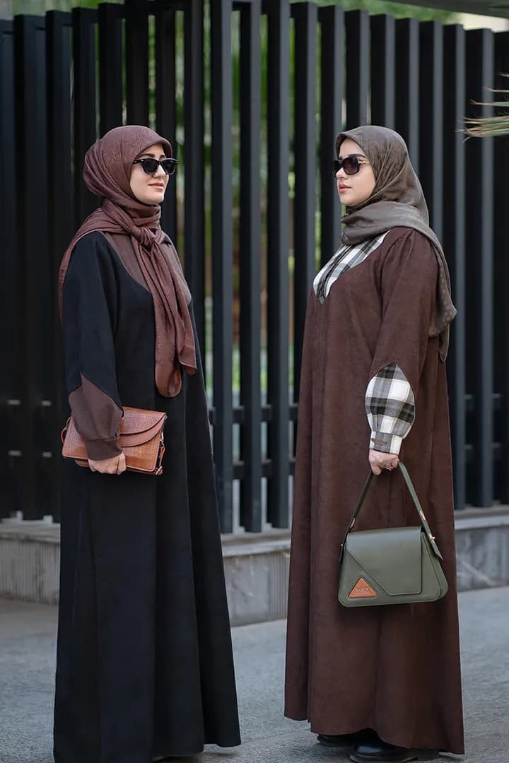 مانتوعبایی مدل پانیذ قهوه ای — تصویر ۳