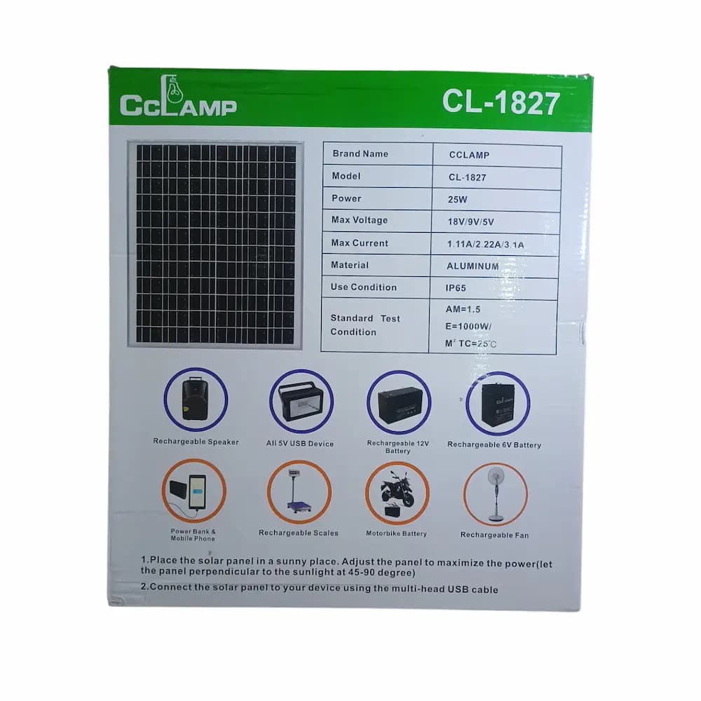 پنل خورشیدی مدل CL-1827 (25W) — تصویر ۳