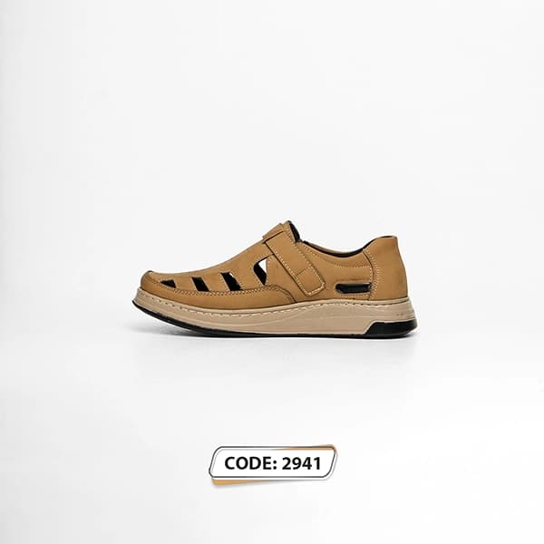کفش صندل بهاره چسبی خاکی زیره کرم(کد2941) — تصویر ۲