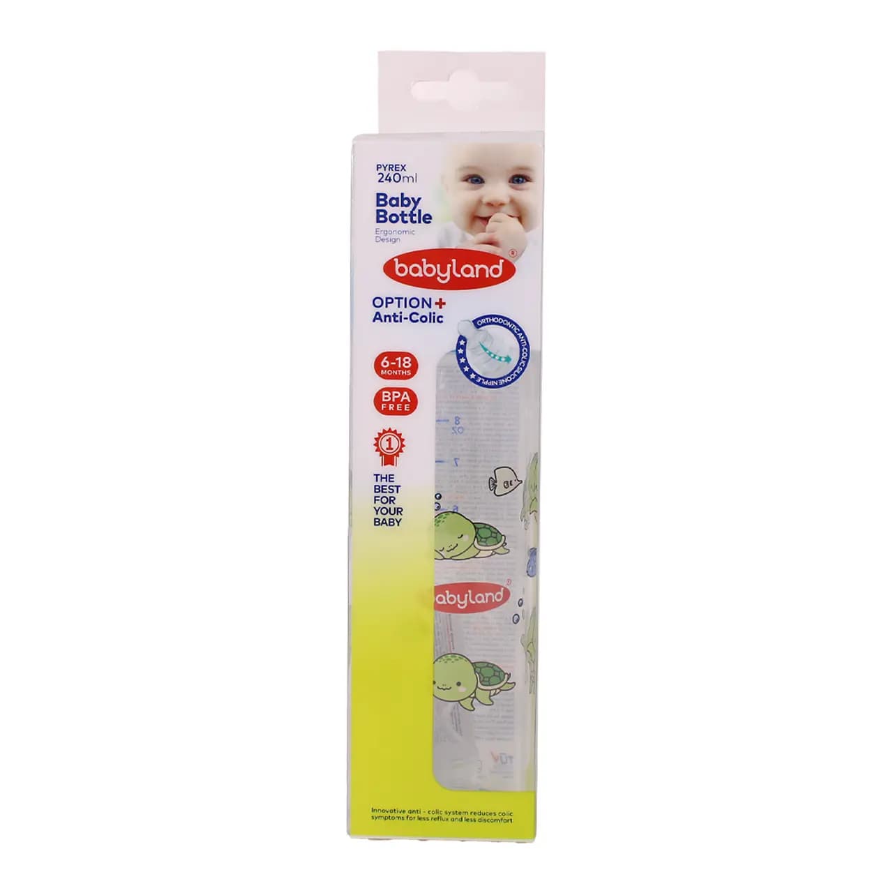 شیشه شیر خوری پیرکس ارتودنسی بی بی لند 240 میلی لیتر