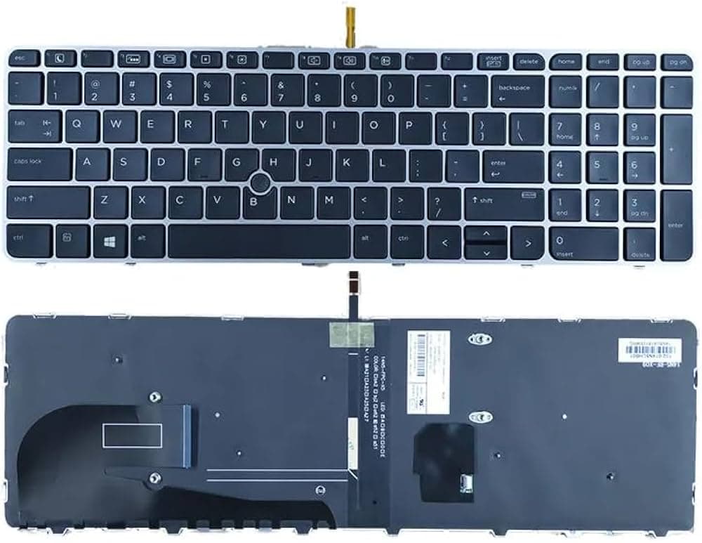 کیبورد HP 850-G3 مشکی با فریم نقره‌ای