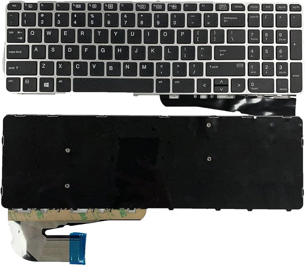 کیبورد HP Folio 9470M مشکی با فریم نقره‌ای