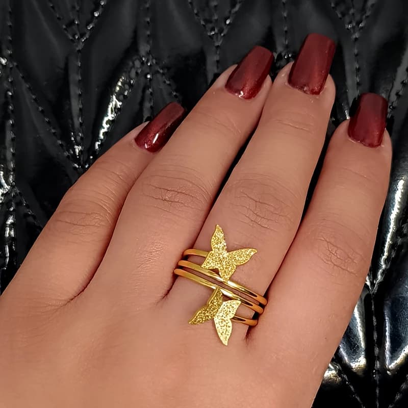 انگشتر زنانه طرح پروانه کد RKH_1675 — تصویر ۳