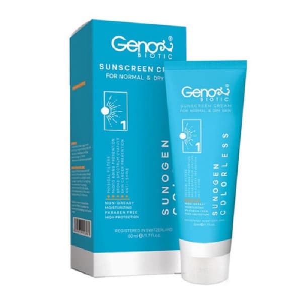 کرم ضد آفتاب ژنوبایوتیک SPF 50 بی رنگ