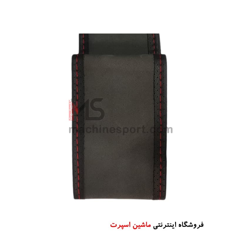 دور فرمان مشکی سوزنی با دوخت قرمز — تصویر ۲