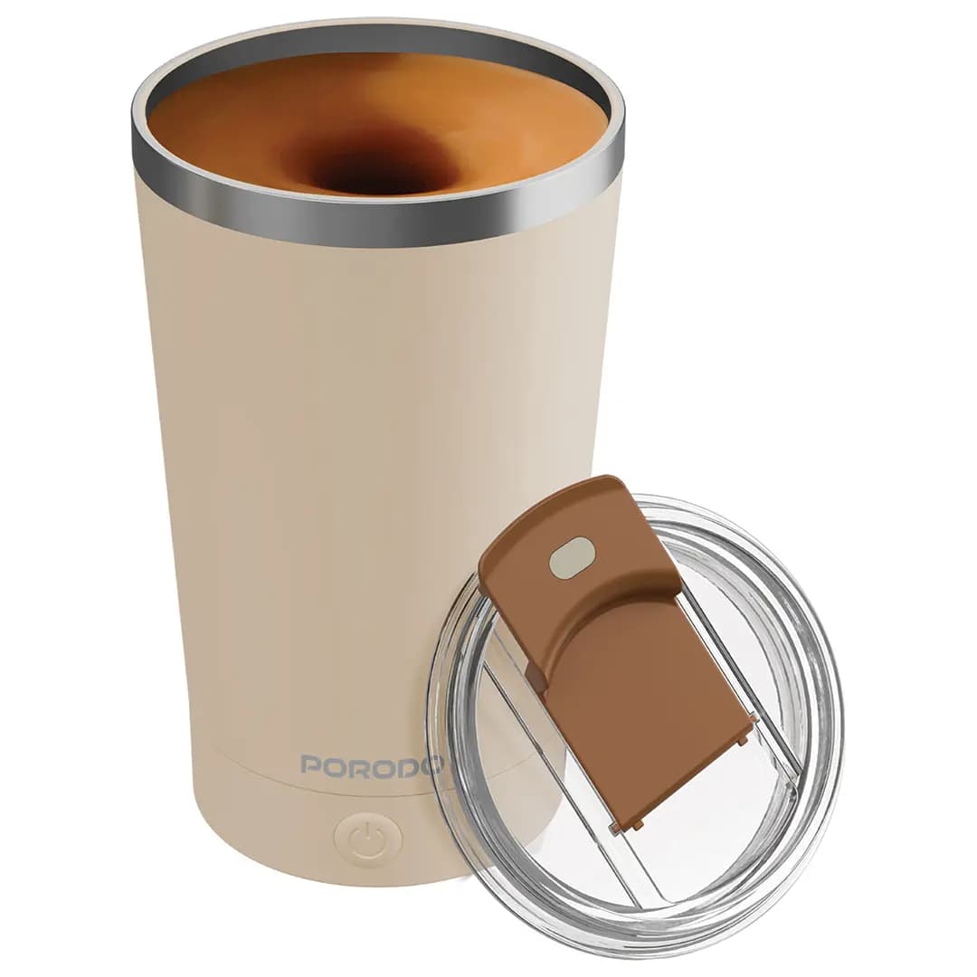 ماگ همزن مغناطیسی پرودو مدل Porodo Automatic Magnetic Stirring Mug PDSSMHQ168 | لیوان برقی 400ml با سرعت 7000RPM و شارژ USB-C