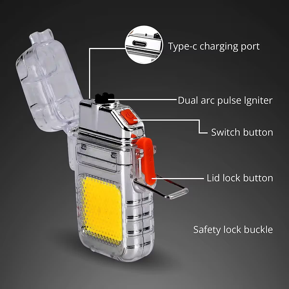 چراغ قوه شارژی فندک دار Flashlight — تصویر ۴