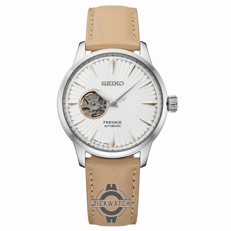 ساعت مردانه سیکو پرساژ اتوماتیک قلب باز (Open Heart) با صفحه سفید رفرنس SEIKO PRESAGE 813124