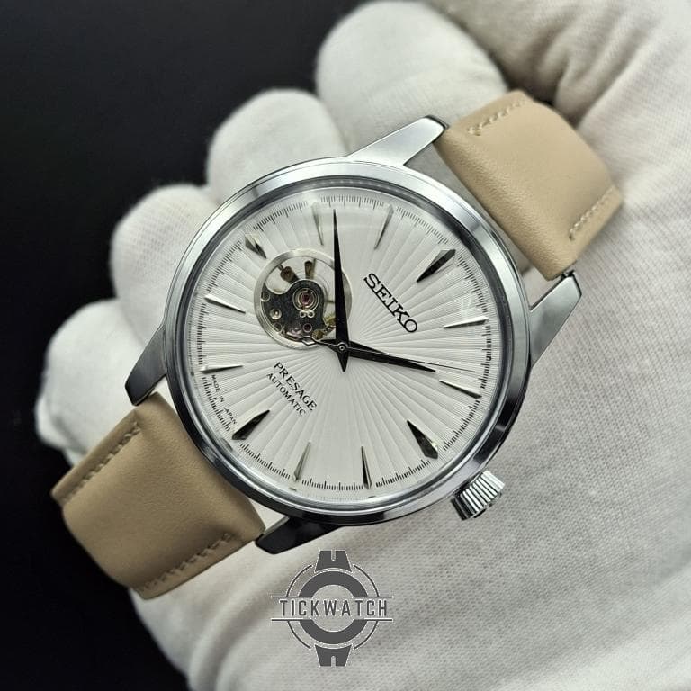 ساعت مردانه سیکو پرساژ اتوماتیک قلب باز (Open Heart) با صفحه سفید رفرنس SEIKO PRESAGE 813124 — تصویر ۲