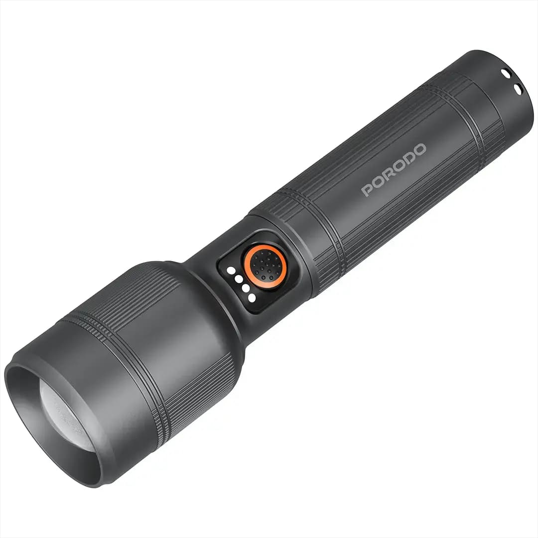 چراغ قوه شارژی پرودو مدل Porodo Lifestyle Lumalite 2600 Rechargeable Flashlight PDFL9972GY | چراغ قوه حرفهای کمپینگ — تصویر ۲