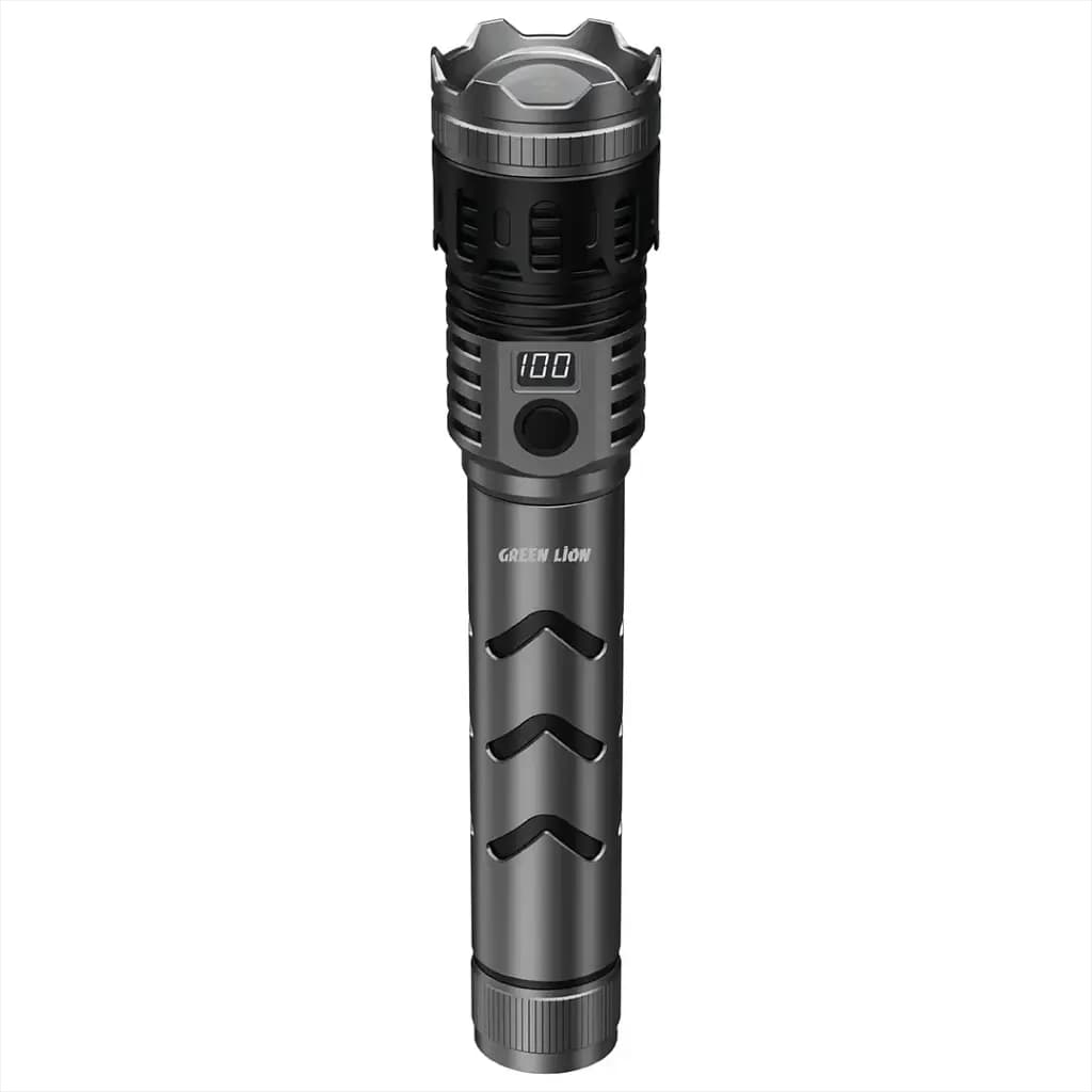 چراغ قوه شارژی گرین لاین مدل Green Lion Hunter Pro Portable Torch GL-FL12 | چراغ قوه LED حرفه‌ای 600 متر برد