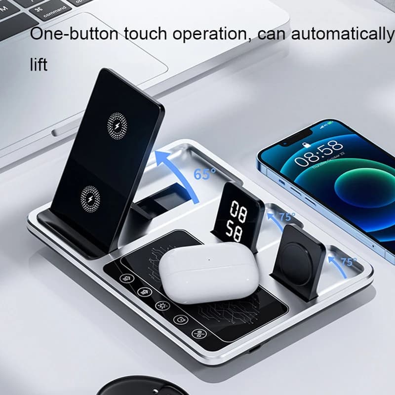 استند شارژ بی سیم 4 در 1 گرین لاین مدل Green Lion 4in1 Wireless Charging Station GN4IN1WCSGY | شارژر وایرلس چندکاره — تصویر ۴