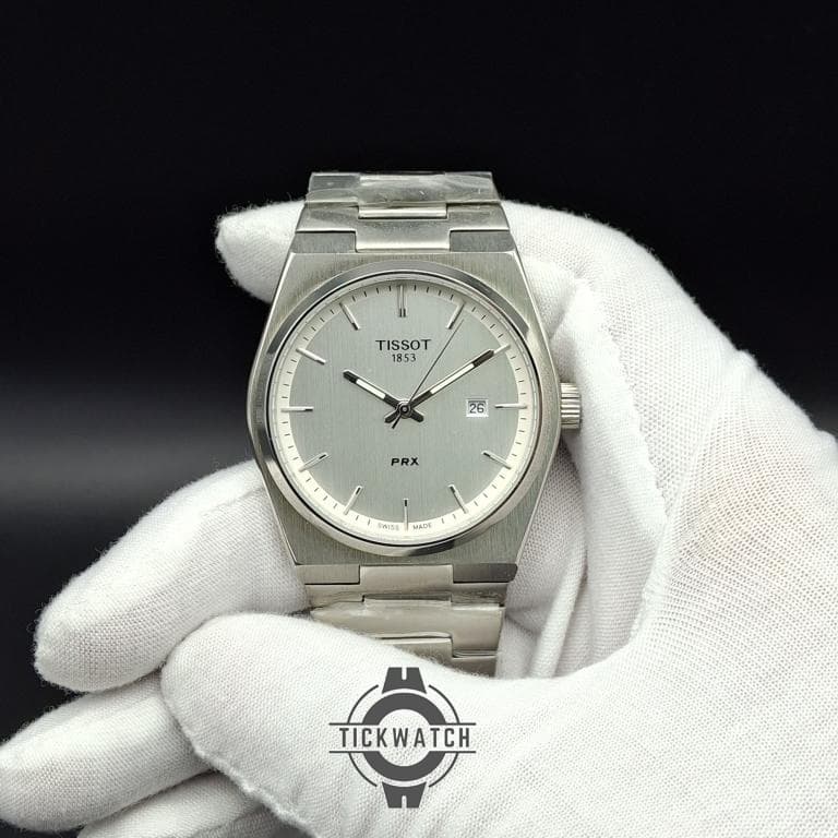 ساعت مردانه تیسوت پی ار ایکس صفحه سفید موتور ژاپن قاب و بند استیل 316 کیفیت مستر TISSOT PRX1853 — تصویر ۸